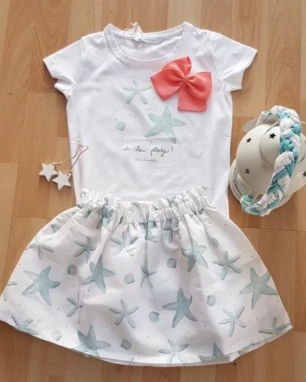 Conjunto Falda Stars Aguamarina