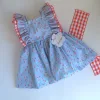 Vestido Vichy Celeste y Flores - Imagen 4